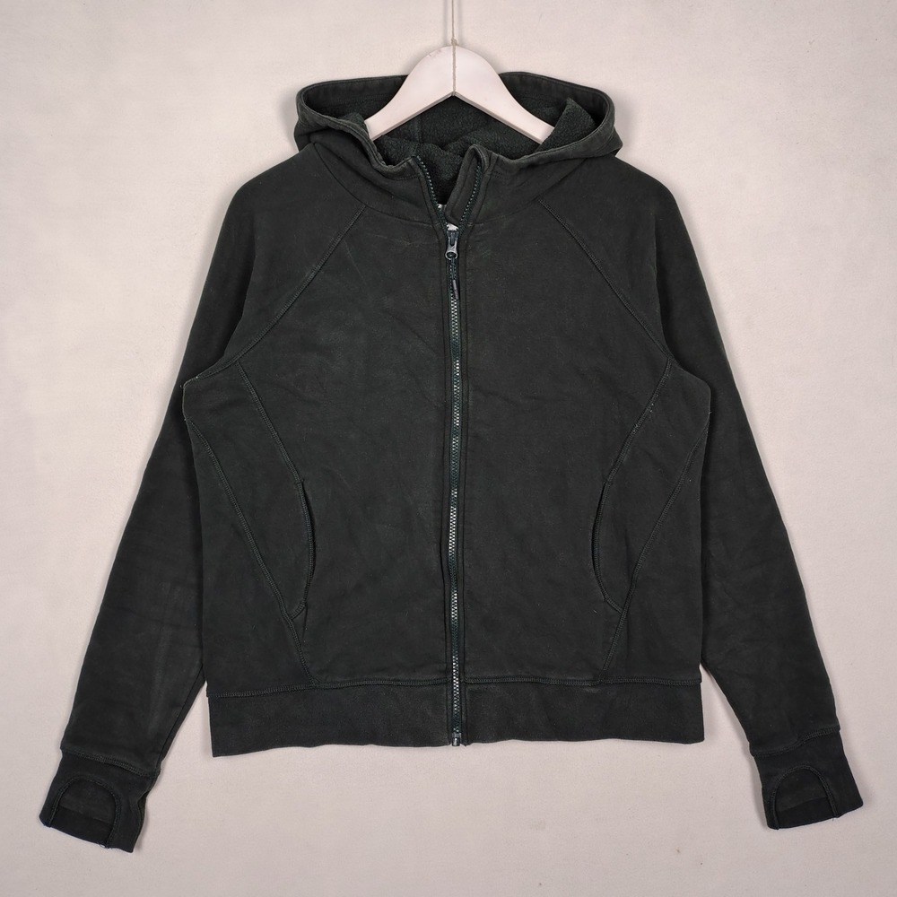 Lole Womens Full Zip Hooded Sweatshirt Black Fleece Thumbholes Size Large